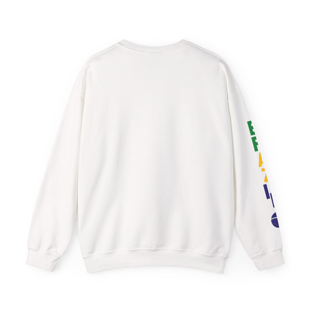 Crewneck Sweatshirt with Colorful Sleeve Lettering — Brazil Pride