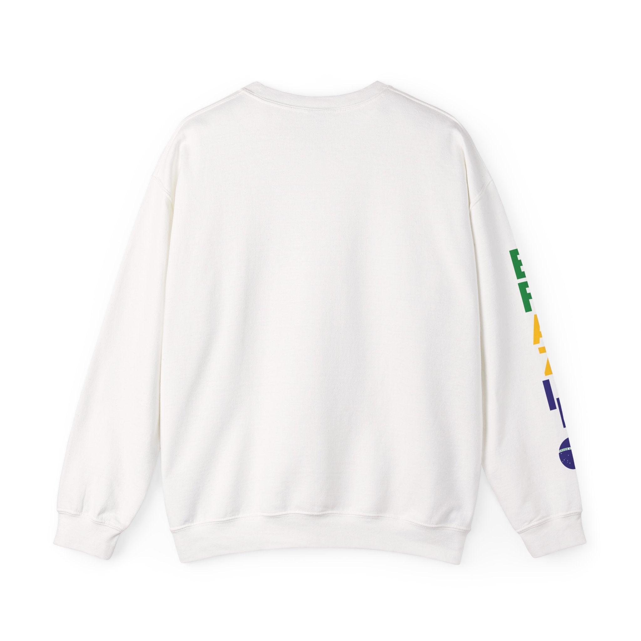 Crewneck Sweatshirt with Colorful Sleeve Lettering — Brazil Pride