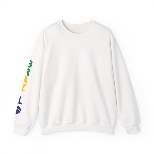 Crewneck Sweatshirt with Colorful Sleeve Lettering — Brazil Pride